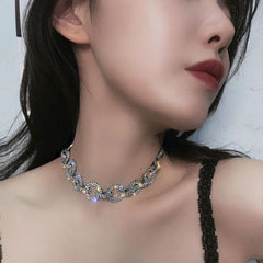 DREJEW Rhinestone Choker Necklace - Trendy Fashion Accessory
