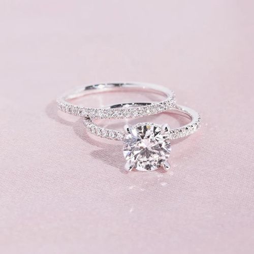 Huitan Geometric Bridal Set - Stylish Cubic Zirconia Rings - 10