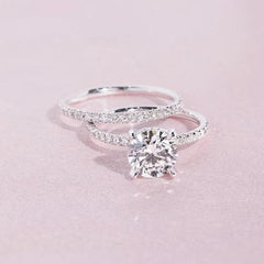 Huitan Geometric Bridal Set - Stylish Cubic Zirconia Rings - 10