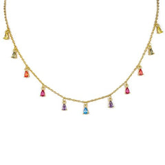 Anenjery Trendy Gold Plated Waterdrop Zircon Choker Necklace
