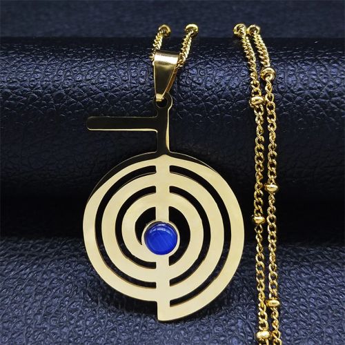 AFAWA Stainless Steel Trendy Mood Tracker Pendant Necklace - maoyan lan50cm JZ GD