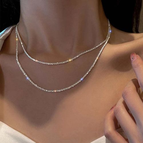 WKOUD Sparkling Clavicle Chain Necklace - Trendy Fashion Jewellery