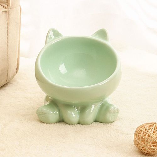 Cute Ceramic Cat Bowl - High Feet Design for Healthy Eating - Pet Supplies