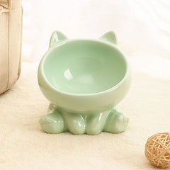 Cute Ceramic Cat Bowl - High Feet Design for Healthy Eating - Pet Supplies