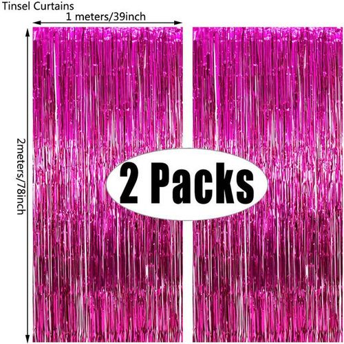 MicroPlush Black Gold Foil Curtain Backdrop - Elegant Party Decoration - Rose Red