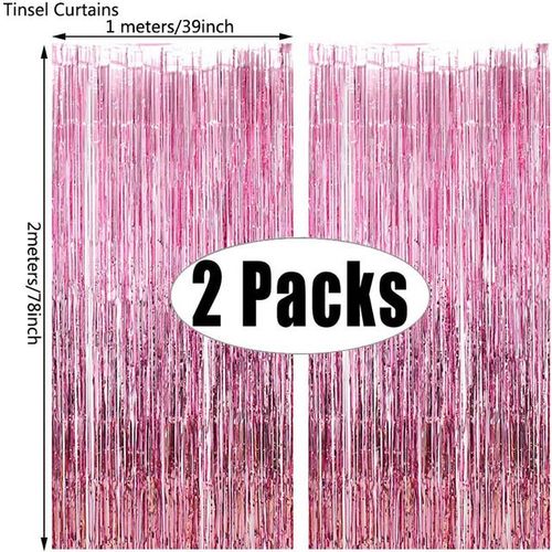 MicroPlush Black Gold Foil Curtain Backdrop - Elegant Party Decoration - Pink