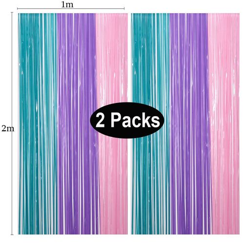 MicroPlush Black Gold Foil Curtain Backdrop - Elegant Party Decoration - Blue Pink