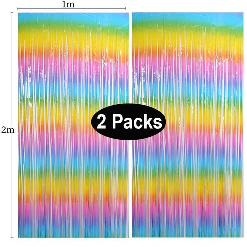 MicroPlush Black Gold Foil Curtain Backdrop - Elegant Party Decoration - Rainbow no.1