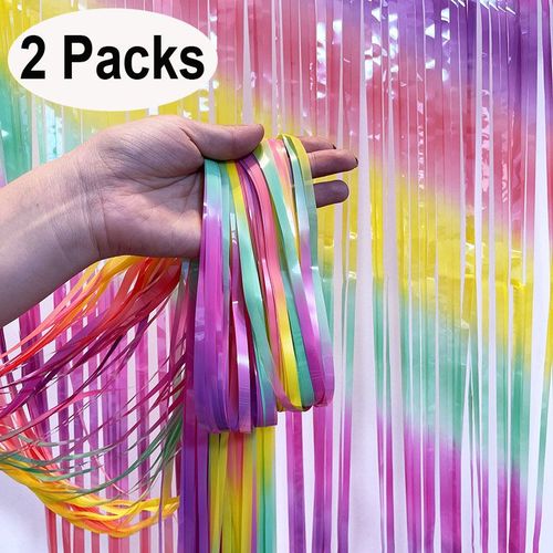 MicroPlush Black Gold Foil Curtain Backdrop - Elegant Party Decoration - Rainbow no.4