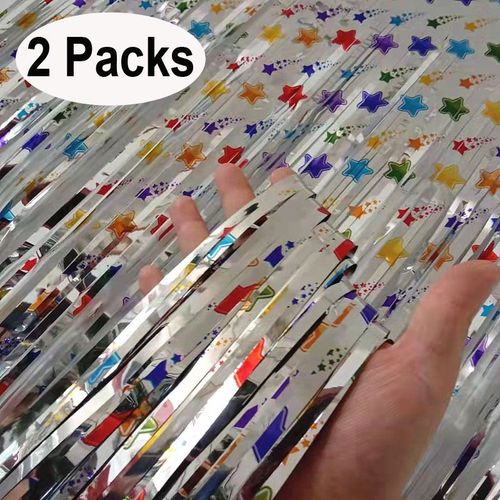 MicroPlush Black Gold Foil Curtain Backdrop - Elegant Party Decoration - Rainbow no.7