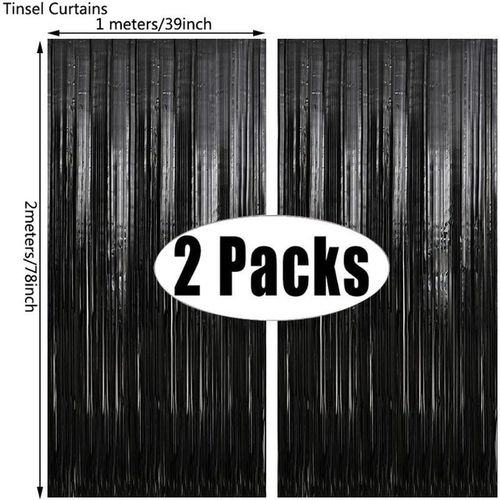MicroPlush Black Gold Foil Curtain Backdrop - Elegant Party Decoration