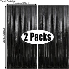 MicroPlush Black Gold Foil Curtain Backdrop - Elegant Party Decoration