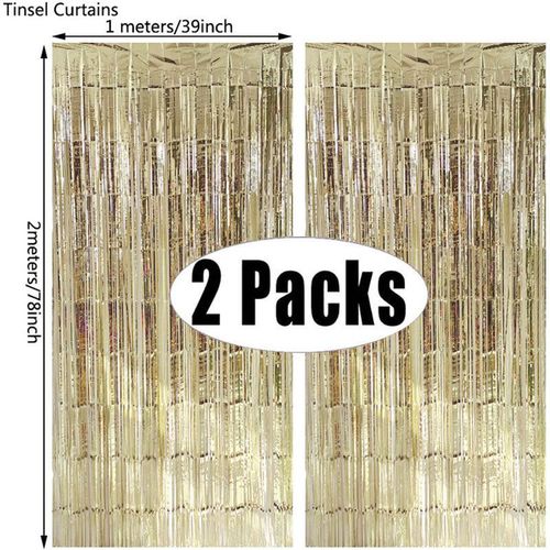 MicroPlush Black Gold Foil Curtain Backdrop - Elegant Party Decoration - Champagne
