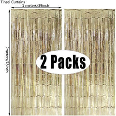 MicroPlush Black Gold Foil Curtain Backdrop - Elegant Party Decoration