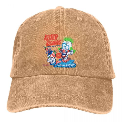 Killer Klowns Peaked Cap - Fun Print & Sun Protection Baseball Hat - Khaki / One Size