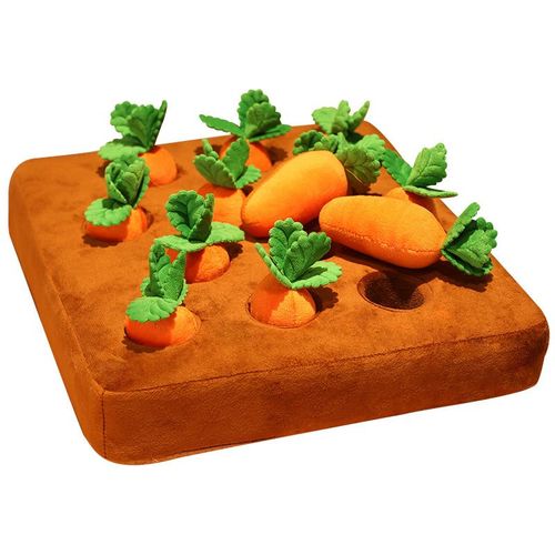Carrot Farm Plush Dog Toy - Educational Chewing & Foraging Fun - Orange / 35CMx35CM