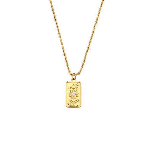 Gold Zircon Pendant Necklace | Hypoallergenic & Stylish Fashion Jewellery - e