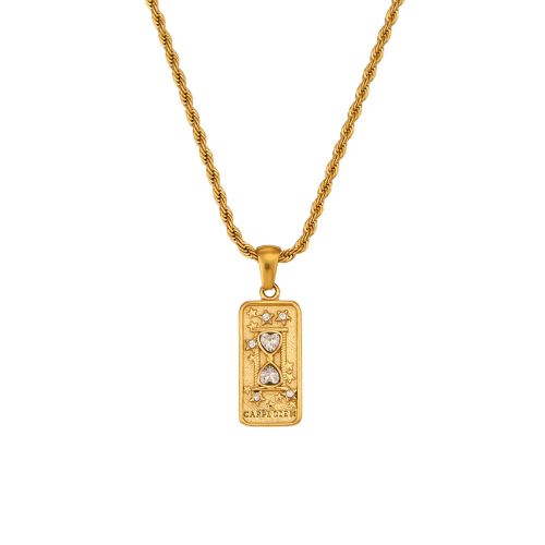 Gold Zircon Pendant Necklace | Hypoallergenic & Stylish Fashion Jewellery - f