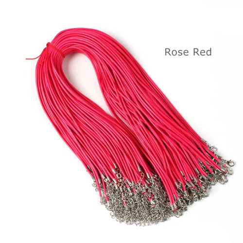 Moonrise Colorful Necklace Cords - Durable & Lightweight Jewelry Findings - 10pcs rose red cord / 1.5mm Length 45cm