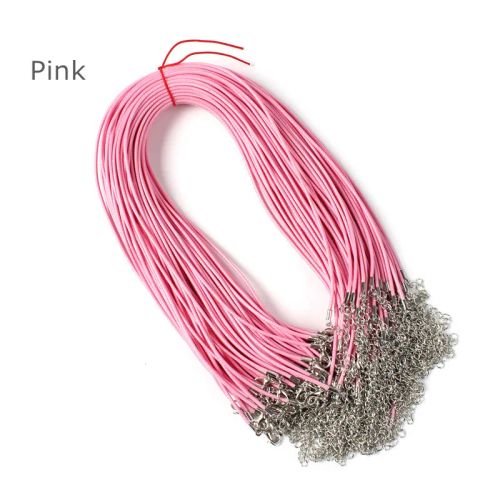 Moonrise Colorful Necklace Cords - Durable & Lightweight Jewelry Findings - 10pcs Pink cord / 2mm Length45cm