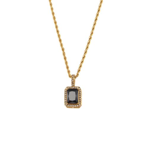 E.B.belle Heart Pendant Necklace - Trendy & Hypoallergenic Fashion Jewellery - Square Black
