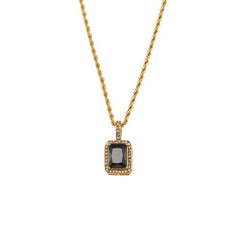 E.B.belle Heart Pendant Necklace - Trendy & Hypoallergenic Fashion Jewellery - Square Black