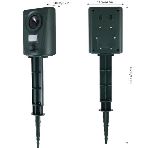 Ultrasonic Animal Repellent - Effective Pest Control for Yards & Gardens - Dark Green