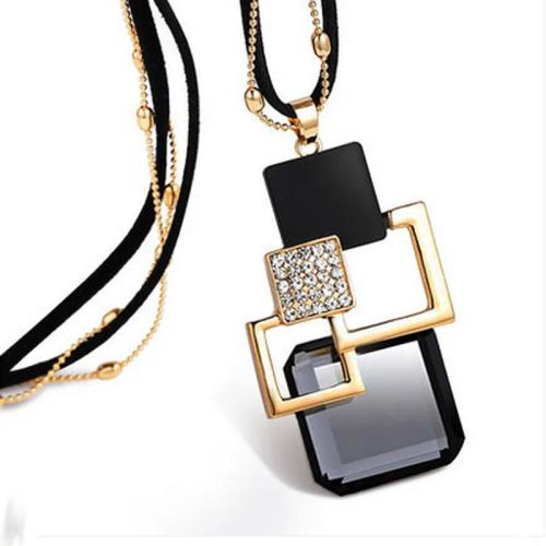 BYSPT Crystal Geometric Pendant Necklace - Trendy Fashion Jewellery