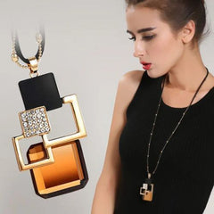 BYSPT Crystal Geometric Pendant Necklace - Trendy Fashion Jewellery