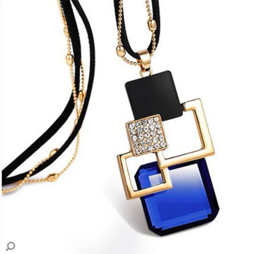 BYSPT Crystal Geometric Pendant Necklace - Trendy Fashion Jewellery