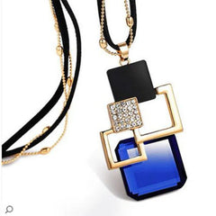 BYSPT Crystal Geometric Pendant Necklace - Trendy Fashion Jewellery