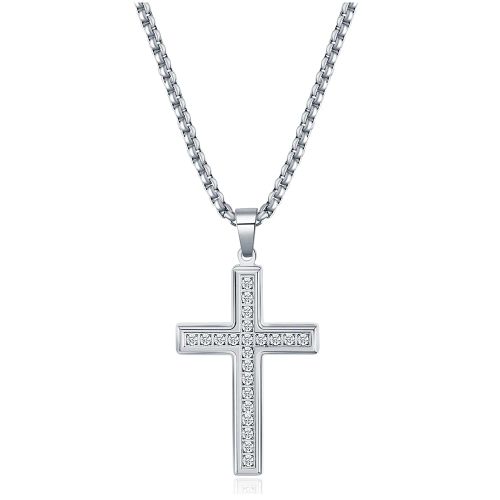 VQYSKO Diamond Cross Pendant Necklace - Fashionable Religious Jewellery