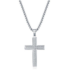 VQYSKO Diamond Cross Pendant Necklace - Fashionable Religious Jewellery