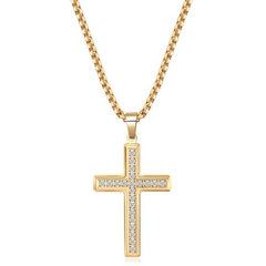 VQYSKO Diamond Cross Pendant Necklace - Fashionable Religious Jewellery