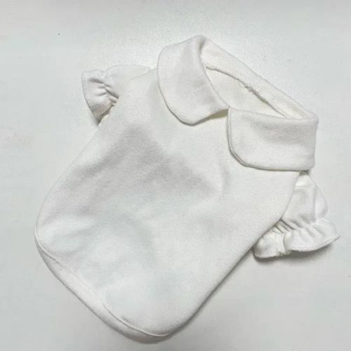 Puppy Bow Dress Set - Stylish Corduroy Pet Clothes for Small Dogs - White T-shirt / S