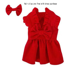 Puppy Bow Dress Set - Stylish Corduroy Pet Clothes for Small Dogs