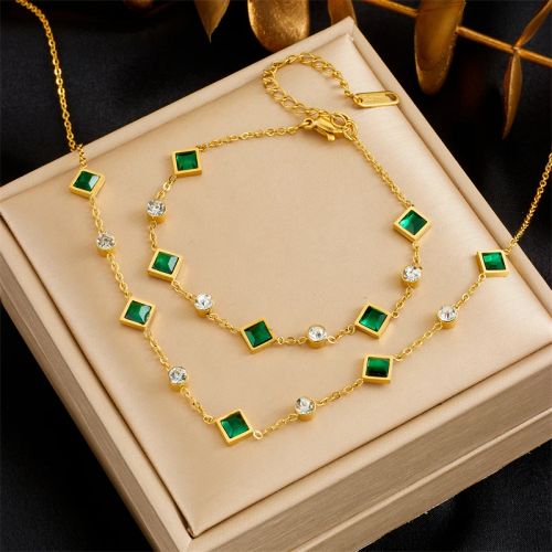 Xiyanike Geometric Fashion Jewellery Set - Trendy Necklace & Bracelet - N2419 B1092