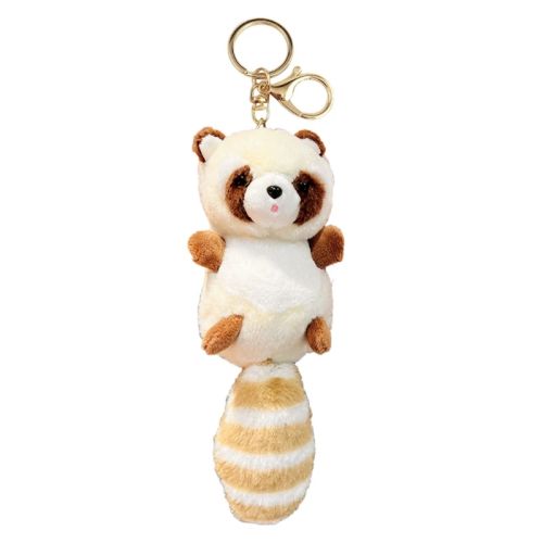 Angelady Cute Plush Raccoon Keychain - Lightweight & Durable Accessory - for Beige