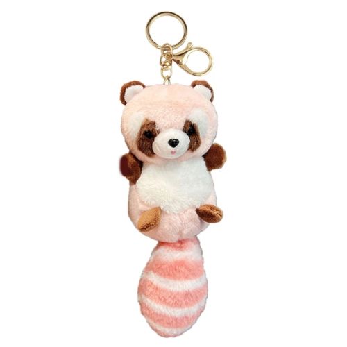 Angelady Cute Plush Raccoon Keychain - Lightweight & Durable Accessory - Pink