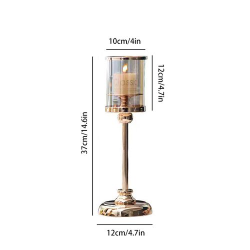 Aihem Retro Metal & Glass Candle Holder for Elegant Home Decoration - L 37