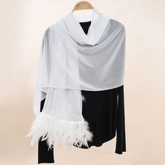 Chiffon Feathered Shawl Scarf - Breathable Decorative Wind Accessory
