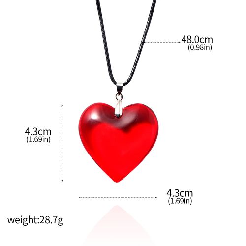 SONGCHANGJEWELRY Red Crystal Heart Pendant - Trendy Decoration Necklace