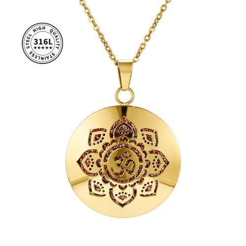 Aromatherapy Locket Necklace - Stylish Essential Oil Diffuser Pendant - Flower Gold