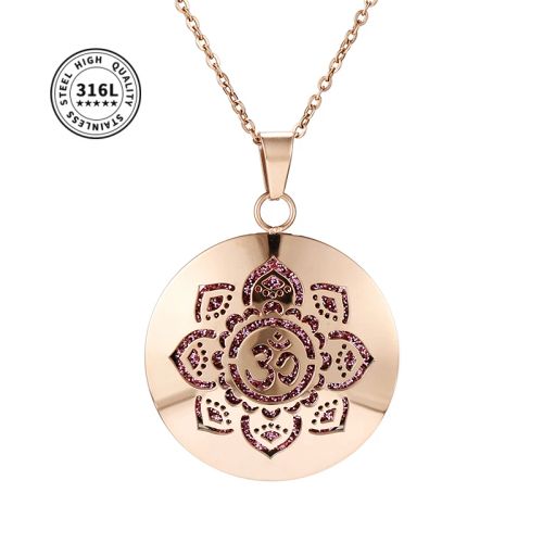 Aromatherapy Locket Necklace - Stylish Essential Oil Diffuser Pendant - Flower Rose Gold