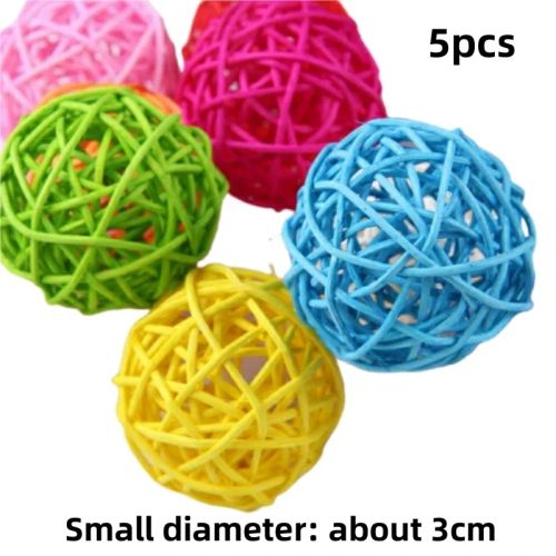 Colourful Rattan Ball Bird Toy - Stimulating Play for Small Pets - Random