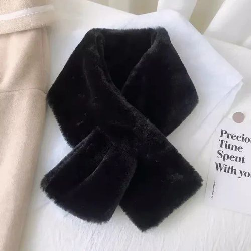 X.Z.MOONLIGH Plush Winter Scarf - Warm & Stylish Accessory - black