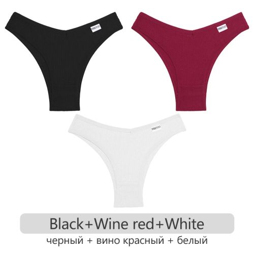 Comfortable Cotton Brazilian Briefs - 3Pcs Set Soft Underwear - Set 1 / XL