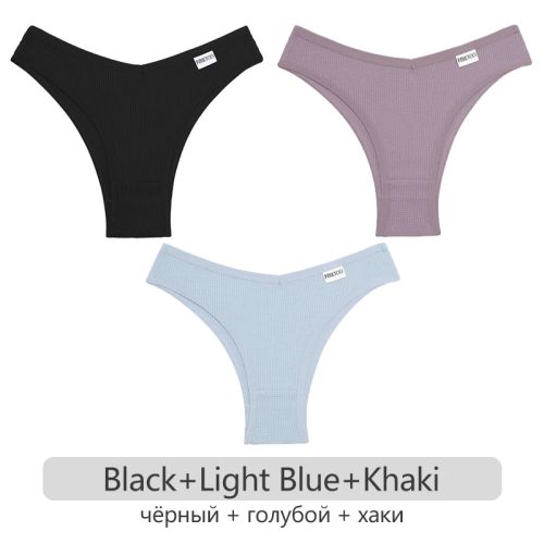 Comfortable Cotton Brazilian Briefs - 3Pcs Set Soft Underwear - Set 2 / L