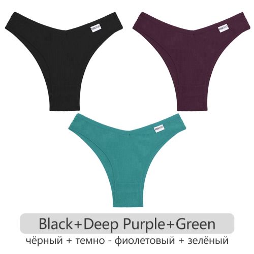 Comfortable Cotton Brazilian Briefs - 3Pcs Set Soft Underwear - Set 3 / XL