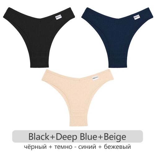 Comfortable Cotton Brazilian Briefs - 3Pcs Set Soft Underwear - Set 6 / L